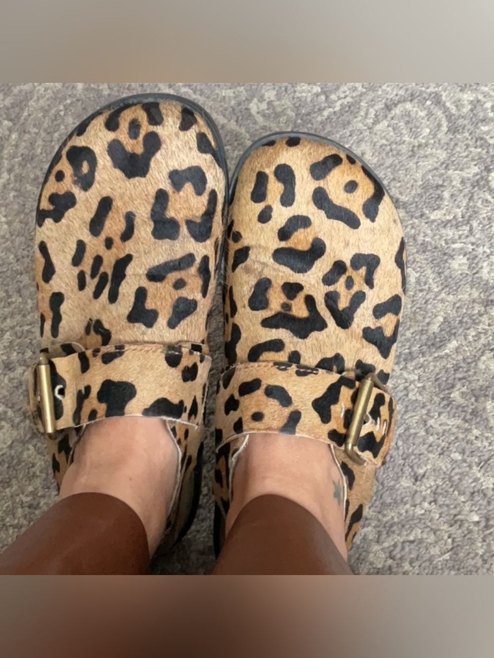 Free People Leopard Print Slingback Mules in Tan and Black - Picture 5 of 11